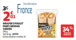 Auchan SODEBO WRAPER'S POULET PANÉ CHEDDAR offre