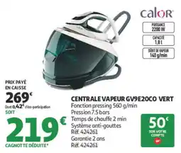 Auchan calor CENTRALE VAPEUR GV9E20CO VERT offre