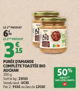 Auchan Auchan Purée d'amande complète toastée bio offre