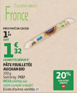 Auchan AUCHAN BIO PÂTE FEUILLETÉE offre