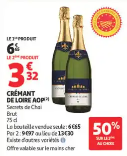 Auchan Secrets de Chai CRÉMANT DE LOIRE AOP offre