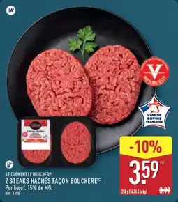 ALDI ST-CLÉMENT LE BOUCHER 2 STEAKS HACHÉS FAÇON BOUCHÈRE offre