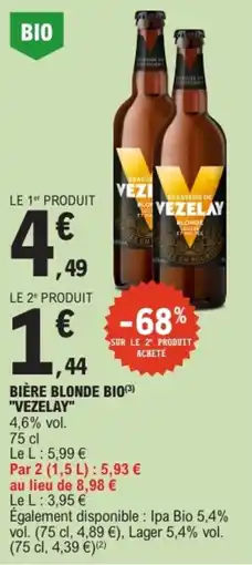 E.Leclerc VEZELAY Bière blonde bio offre