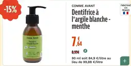 La Vie Claire Comme Avant Dentifrice à l'argile blanche offre