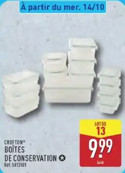 ALDI CROFTON BOÎTES DE CONSERVATION offre