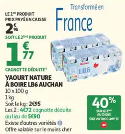 Auchan Auchan Yaourt nature à boire LB6 offre