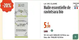 La Vie Claire La Vie Claire Huile essentielle de ravintsara bio offre