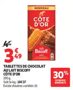 Auchan CÔTE D'OR TABLETTES DE CHOCOLAT AU LAIT BISCOFF offre
