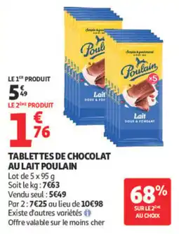 Auchan Poulain Tablettes de chocolat au lait offre