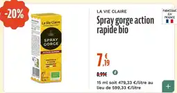 La Vie Claire La Vie Claire Spray gorge action rapide bio offre