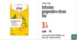 La Vie Claire YOGI TEA Infusion gingembre citron bio offre