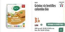 La Vie Claire SOY Grinioc riz lentilles colombo bio offre