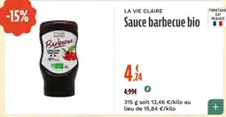 La Vie Claire La Vie Claire Sauce barbecue bio offre