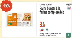 La Vie Claire La Vie Claire Pains burger à la farine complète bio offre