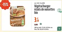 La Vie Claire La Vie Claire Végétal burger offre