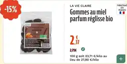 La Vie Claire LA VIE CLAIRE Gommes au miel parfum réglisse bio offre