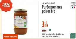 La Vie Claire La Vie Claire Purée pommes poires bio offre