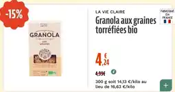 La Vie Claire LA VIE CLAIRE Granola aux graines torréfiées bio offre