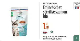 FELICHEF BIO Emincés chat stérilisé saumon bio
