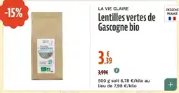 La Vie Claire LA VIE CLAIRE Lentilles vertes de Gascogne bio offre