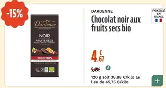Dardenne chocolat noir aux fruits secs bio