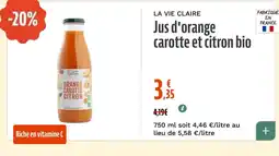 La Vie Claire LA VIE CLAIRE Jus d'orange carotte et citron bio offre