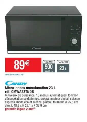 Cora x Carrefour Micro-ondes Monofonction 26 L réf. CMWA23TNDB offre