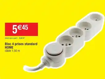 Cora x Carrefour Bloc 4 Prises Standard Home offre
