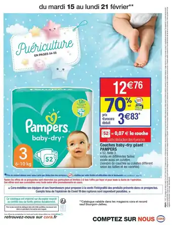 Cora x Carrefour Couches Baby-Dry Géant Pampers offre