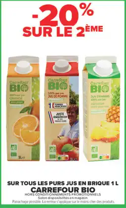 Carrefour Market Carrefour Bio Sur tous les purs jus en offre
