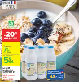Carrefour Market CARREFOUR BIO Lait U.H.T. Demi-écrémé offre