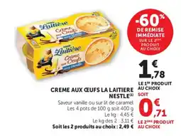 Super U La Laitière Crème aux œufs offre