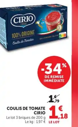 Super U CIRIO Coulis de Tomates offre