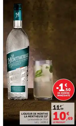 Super U LA MENTHEUSE Liqueur de menthe offre