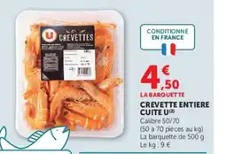 Super U CREVETTES CREVETTE ENTIÈRE CUITÉ U(2) offre