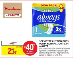 Intermarché Always Serviettes hygiéniques ultra normal jour offre