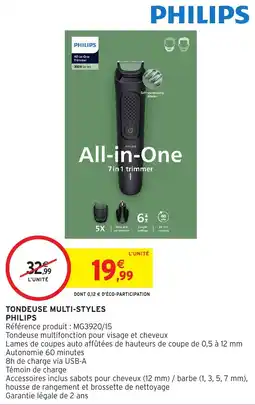 Intermarché PHILIPS TONDEUSE MULTI-STYLES offre