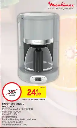 Intermarché Moulinex Cafetière Soleil offre