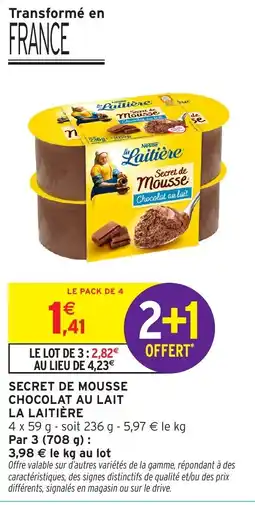 Intermarché La Laitière Secret de Mousse Chocolat au lait offre