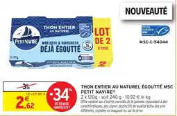 Intermarché Express Petit Navire Thon entier au naturel offre
