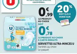 Maximarché U Serviettes ultra-minces offre