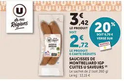 Maximarché U SAUCISSES DE MONTBELIARD IGP offre