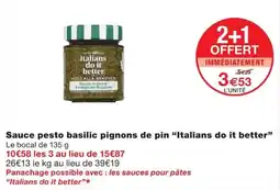 Monoprix Italians do it better Sauce pesto basilic pignons de pin offre