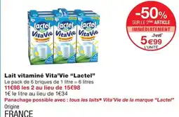 Monoprix Lactel Lait vitaminé Vita'Vie offre