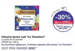 Monoprix TWININGS Infusion bonne nuit offre