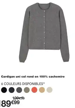 Monoprix Cardigan uni col rond en 100% cachemire offre