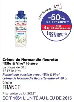 Monoprix Elle & Vire Crème Fleurette offre