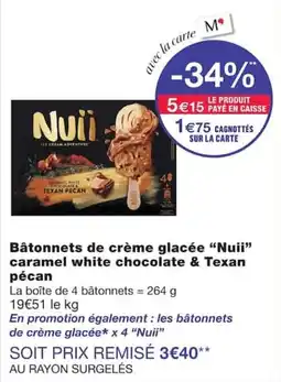 Monoprix Nuïi Bâtonnets de crème glacée offre