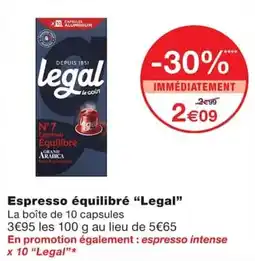Monoprix Legal Espresso équilibré offre
