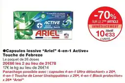 Monoprix Ariel Capsules lessive 4-en-1 Active+ offre